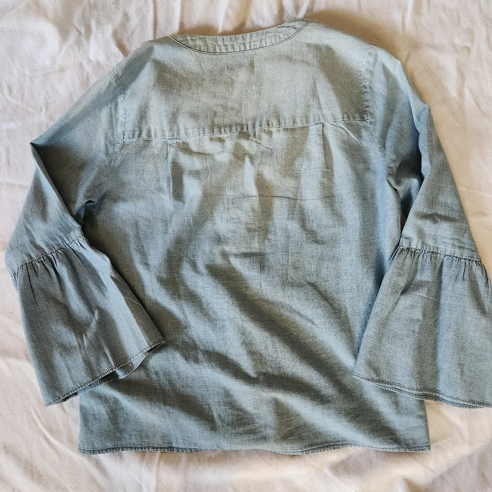 J.Crew Chambray Peasant Sleeve Top Women’s M Light Denim Tunic